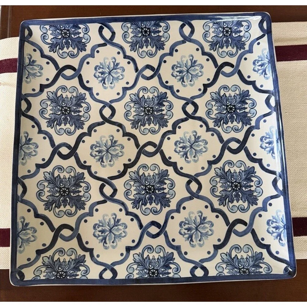 Williams Sonoma Porto Collection Large Square Platter 13 x 13 Inches